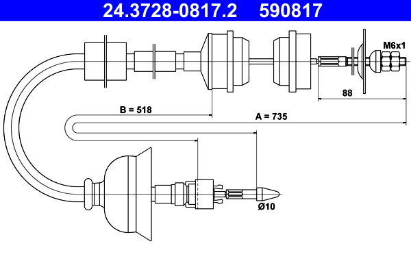 ATE 24.3728-0817.2 Cable Pull, clutch control
