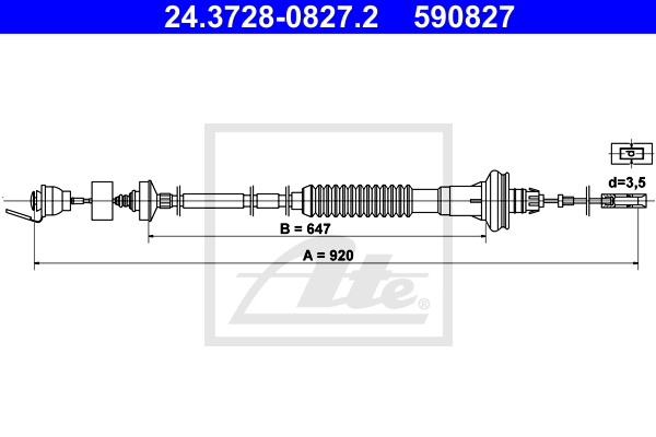 ATE 24.3728-0827.2 Cavo comando, Comando frizione