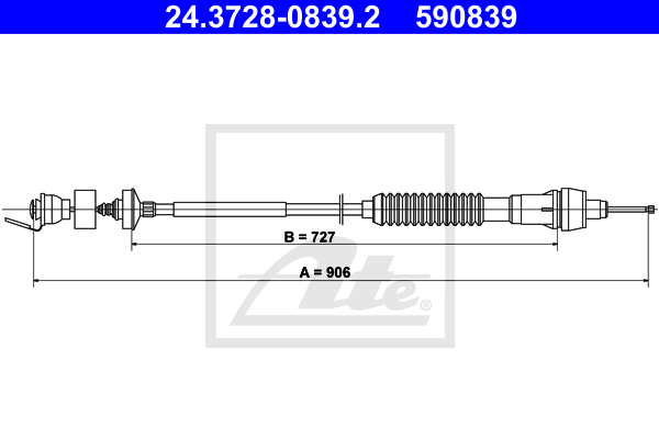 ATE 24.3728-0839.2 Cavo comando, Comando frizione-Cavo comando, Comando frizione-Ricambi Euro