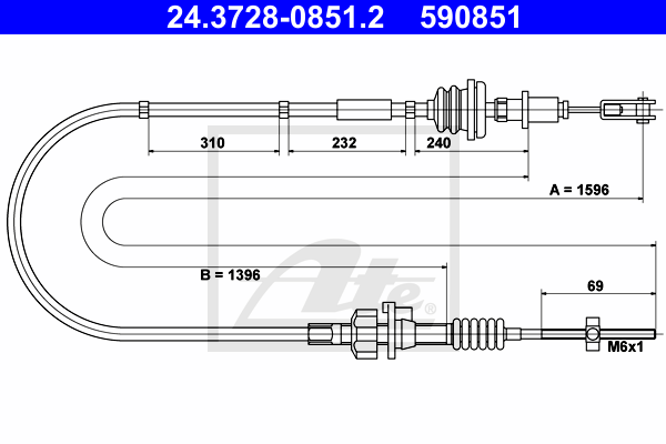 ATE 24.3728-0851.2 Cavo comando, Comando frizione