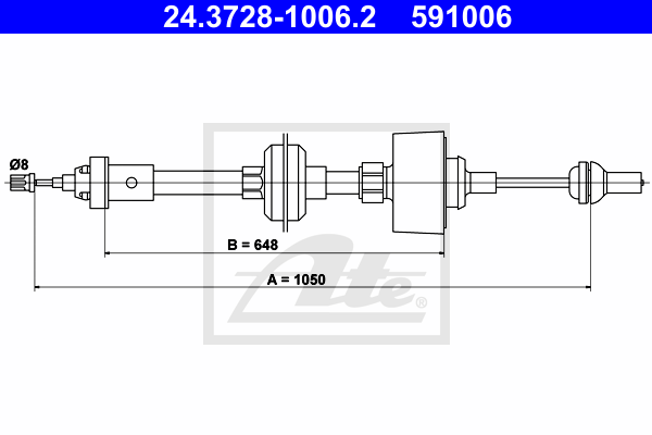 ATE 24.3728-1006.2 Cavo comando, Comando frizione