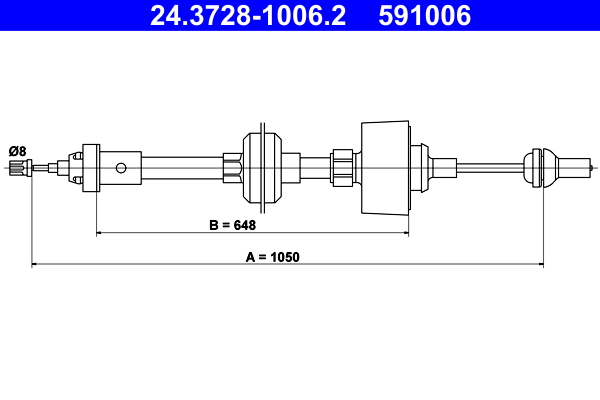 ATE 24.3728-1006.2 Seilzug, Kupplungsbetätigung