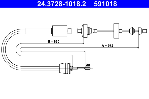 ATE 24.3728-1018.2 Seilzug, Kupplungsbetätigung