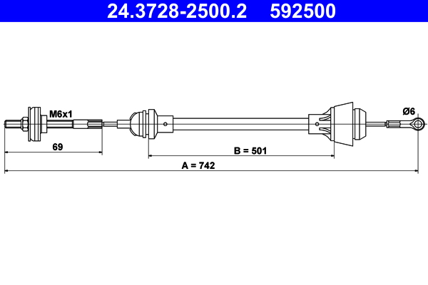 ATE 24.3728-2500.2 Clutchkabel