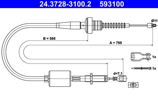 ATE 24.3728-3100.2 Clutchkabel