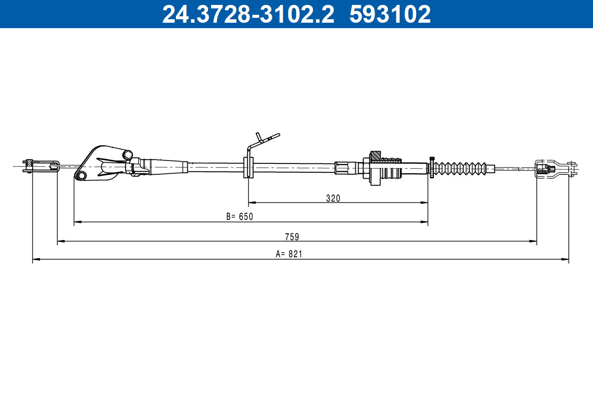 ATE 24.3728-3102.2 Seilzug, Kupplungsbetätigung