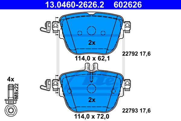 ATE 13.0460-2626.2 Kit pastiglie freno, Freno a disco