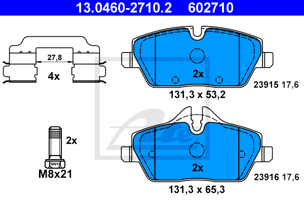 ATE 13.0460-2710.2 Kit pastiglie freno, Freno a disco