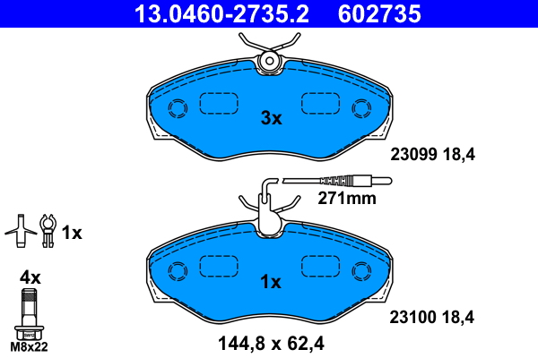 ATE 13.0460-2735.2 Bremsbelagsatz, Scheibenbremse