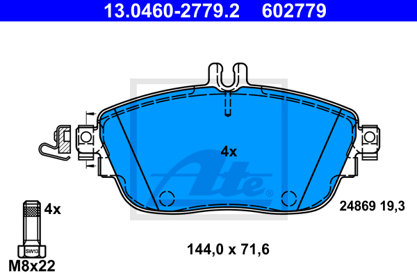 ATE 13.0460-2779.2 Kit pastiglie freno, Freno a disco