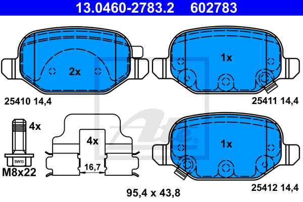 ATE 13.0460-2783.2 Kit pastiglie freno, Freno a disco