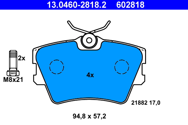 ATE 13.0460-2818.2 Bremsbelagsatz, Scheibenbremse