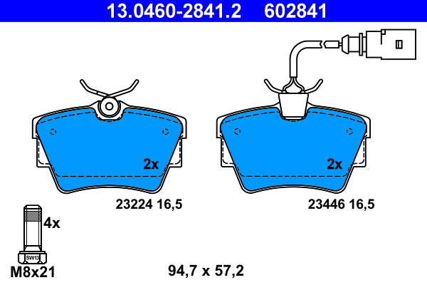 ATE 13.0460-2841.2 Bremsbelagsatz, Scheibenbremse