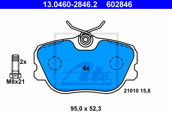 ATE 13.0460-2846.2 Kit pastiglie freno, Freno a disco