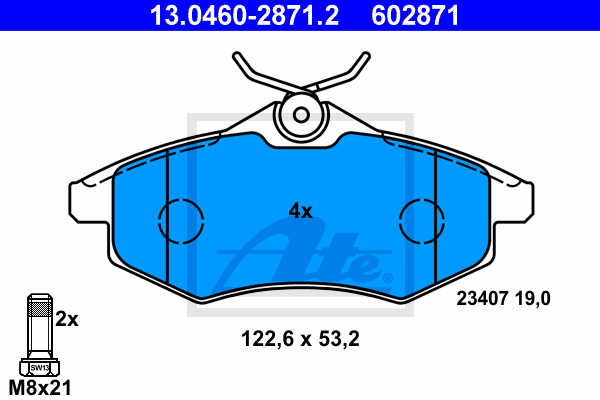 ATE 13.0460-2871.2 Kit pastiglie freno, Freno a disco