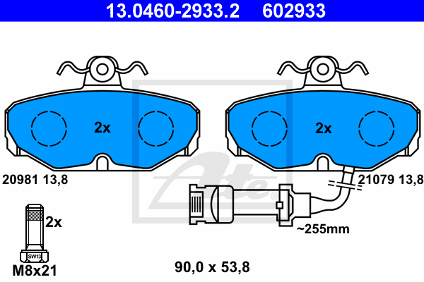 ATE 13.0460-2933.2 Kit pastiglie freno, Freno a disco