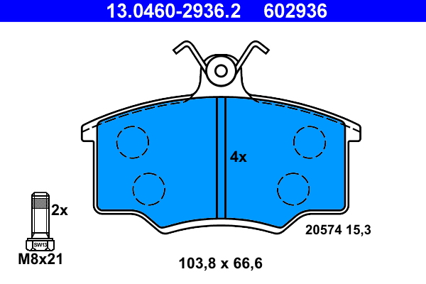 ATE 13.0460-2936.2 Bremsbelagsatz, Scheibenbremse