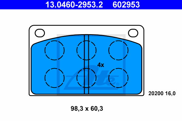 ATE 13.0460-2953.2 Kit pastiglie freno, Freno a disco-Kit pastiglie freno, Freno a disco-Ricambi Euro