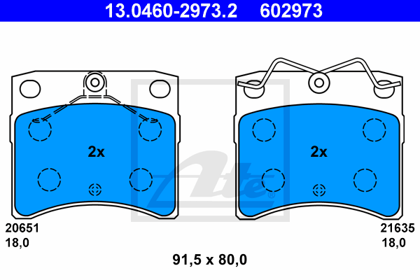 ATE 13.0460-2973.2 Kit pastiglie freno, Freno a disco-Kit pastiglie freno, Freno a disco-Ricambi Euro