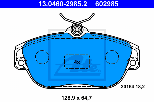 ATE 13.0460-2985.2 Kit pastiglie freno, Freno a disco