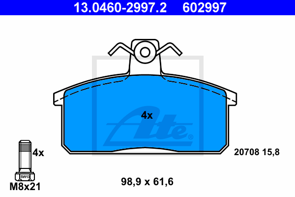 ATE 13.0460-2997.2 Kit pastiglie freno, Freno a disco