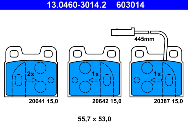 ATE 13.0460-3014.2 Bremsbelagsatz, Scheibenbremse