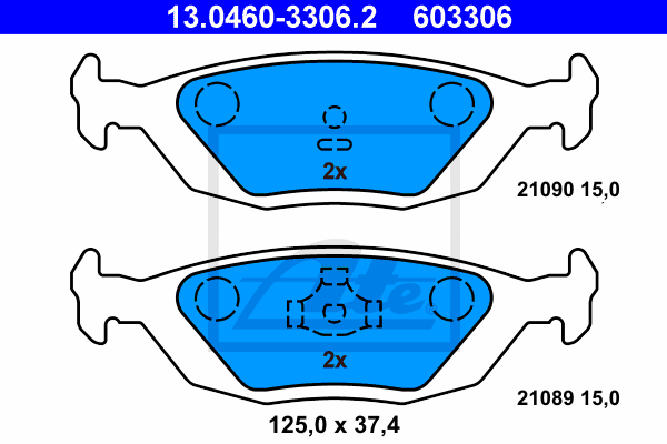 ATE 13.0460-3306.2 Kit pastiglie freno, Freno a disco