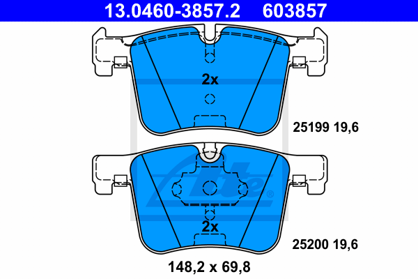 ATE 13.0460-3857.2 Kit pastiglie freno, Freno a disco