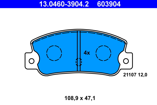 ATE 13.0460-3904.2 Bremsbelagsatz, Scheibenbremse