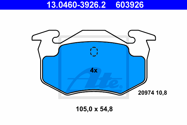 ATE 13.0460-3926.2 Kit pastiglie freno, Freno a disco