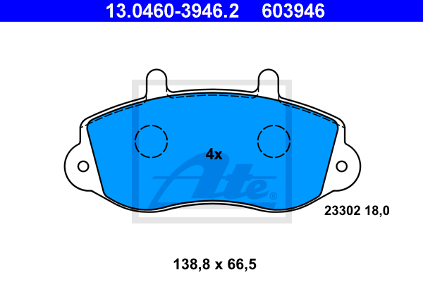 ATE 13.0460-3946.2 Kit pastiglie freno, Freno a disco