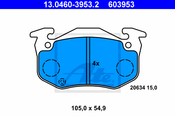 ATE 13.0460-3953.2 Kit pastiglie freno, Freno a disco