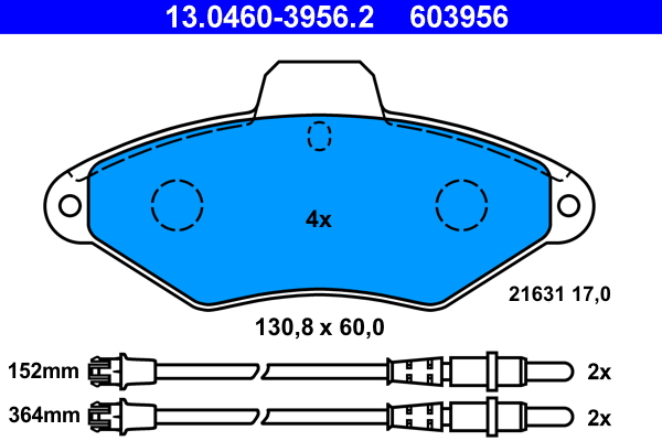 ATE 13.0460-3956.2 Bremsbelagsatz, Scheibenbremse