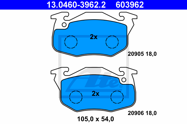 ATE 13.0460-3962.2 Kit pastiglie freno, Freno a disco