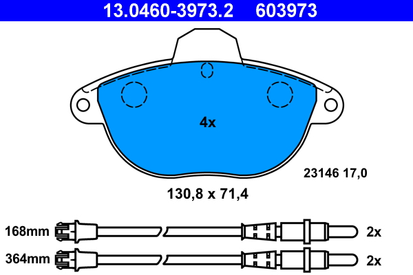 ATE 13.0460-3973.2 Bremsbelagsatz, Scheibenbremse