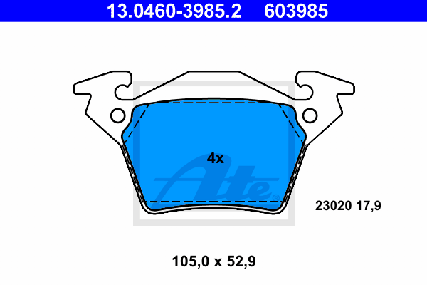 ATE 13.0460-3985.2 Kit pastiglie freno, Freno a disco-Kit pastiglie freno, Freno a disco-Ricambi Euro