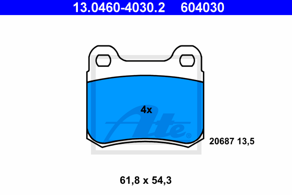 ATE 13.0460-4030.2 Kit pastiglie freno, Freno a disco-Kit pastiglie freno, Freno a disco-Ricambi Euro