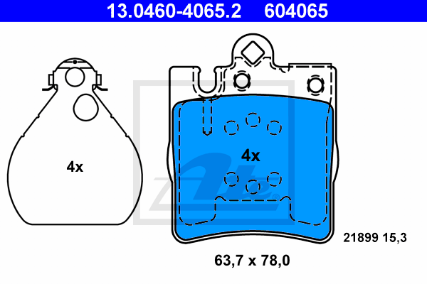 ATE 13.0460-4065.2 Kit pastiglie freno, Freno a disco-Kit pastiglie freno, Freno a disco-Ricambi Euro