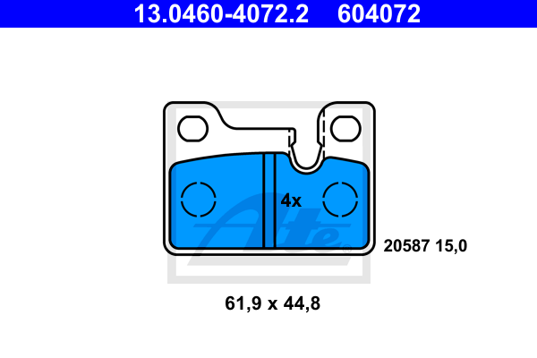 ATE 13.0460-4072.2 Kit pastiglie freno, Freno a disco