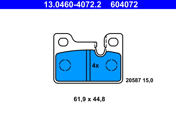 ATE 13.0460-4072.2 Bremsbelagsatz, Scheibenbremse