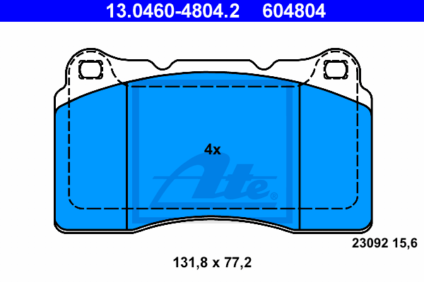 ATE 13.0460-4804.2 Kit pastiglie freno, Freno a disco-Kit pastiglie freno, Freno a disco-Ricambi Euro