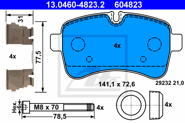 ATE 13.0460-4823.2 Kit pastiglie freno, Freno a disco