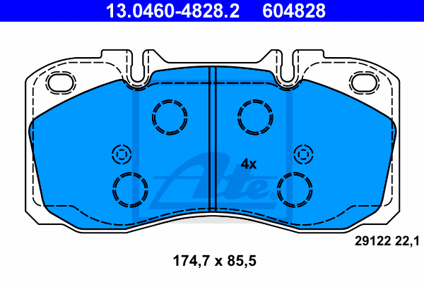 ATE 13.0460-4828.2 Kit pastiglie freno, Freno a disco-Kit pastiglie freno, Freno a disco-Ricambi Euro