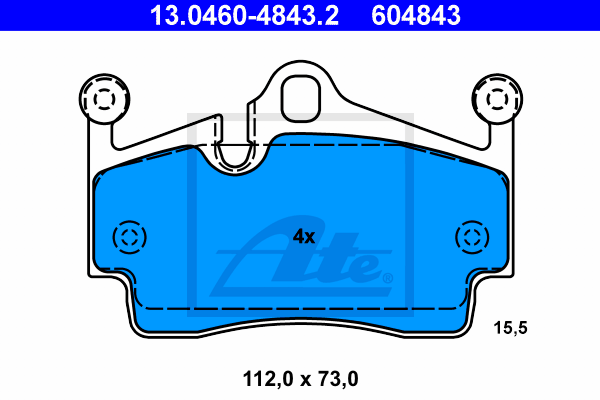 ATE 13.0460-4843.2 Kit pastiglie freno, Freno a disco-Kit pastiglie freno, Freno a disco-Ricambi Euro