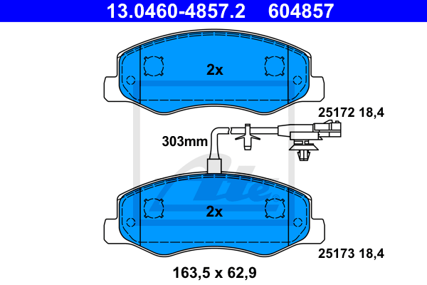 ATE 13.0460-4857.2 Kit pastiglie freno, Freno a disco