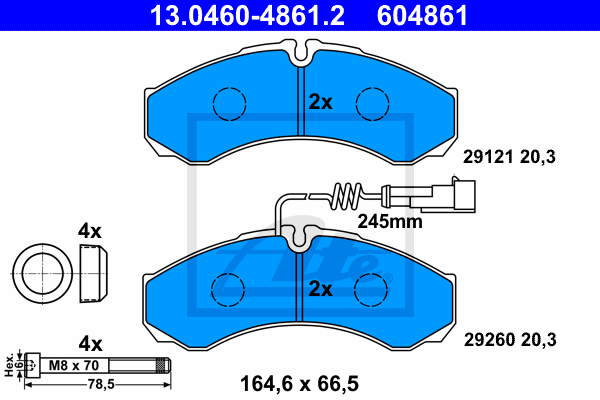 ATE 13.0460-4861.2 Kit pastiglie freno, Freno a disco