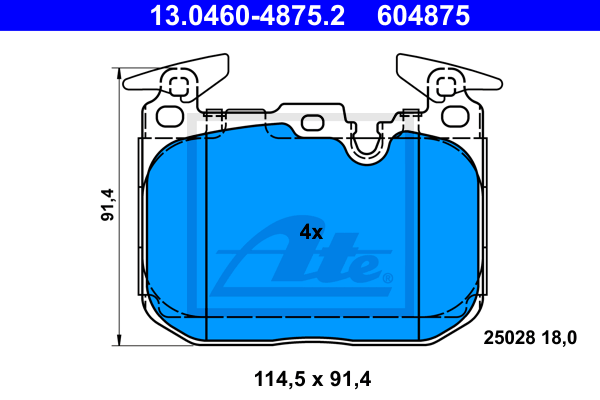 ATE 13.0460-4875.2 Kit pastiglie freno, Freno a disco-Kit pastiglie freno, Freno a disco-Ricambi Euro