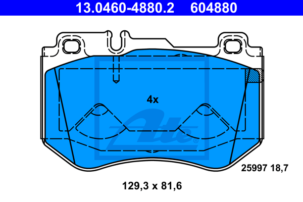 ATE 13.0460-4880.2 Kit pastiglie freno, Freno a disco-Kit pastiglie freno, Freno a disco-Ricambi Euro