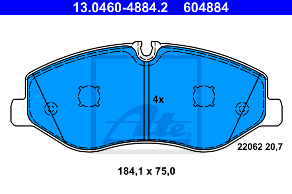 ATE 13.0460-4884.2 Kit pastiglie freno, Freno a disco