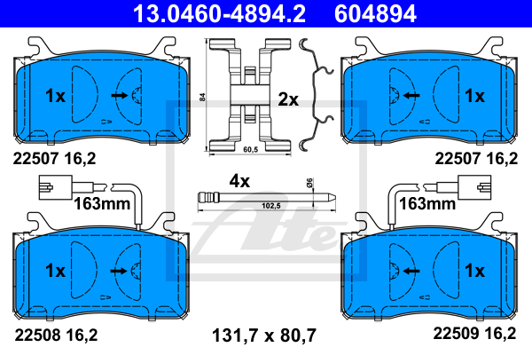 ATE 13.0460-4894.2 Kit pastiglie freno, Freno a disco